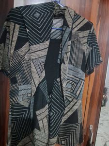 Geometric Print Open Front Cardigan
