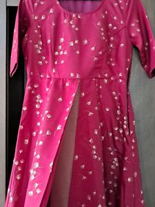 Maroon Floral Print Anarkali Kurta