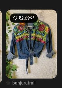 The Banjara Trail Denim Bandhni Mirror Work Shirt