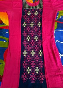 Pink Embroidered Kurta
