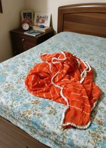 Orange Striped Dupatta