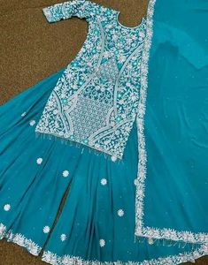 BLUE SHARARA - Plazzo Set