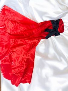 Red Dress With Black Bow