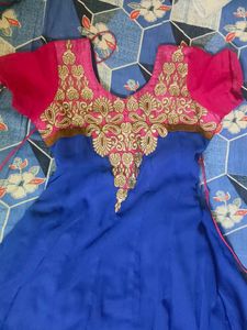 Blue &amp; Pink Anarkali Suit