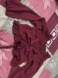 Maroon Ruffle Top