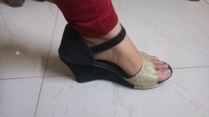 Golden-Black Wedge Heels!