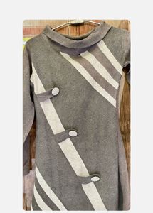 Gray Winter Top High Neck