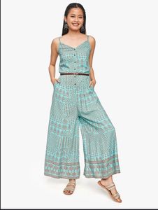 Blue Printed Jumpsuit
