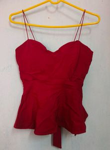 Super hot maroon noodles strap padded top