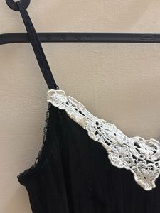 Thrifted Black Lace Trim Cami Top