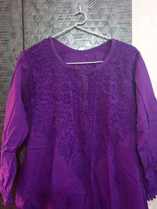 Purple Embroidered Kurta