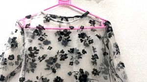 Floral Sheer Long Sleeve Top🖤🤍