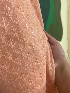 Embroidered Peach Kurti