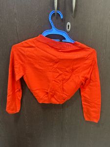Orange Cropped Cardigan