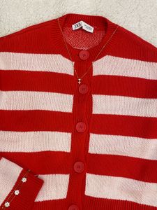ZARA Red And White Sweater