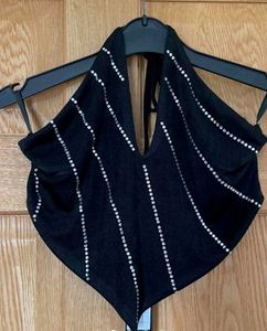 Beutiful Rhinestone Work Helter Top