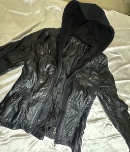 Leather Jacket With Hoodie