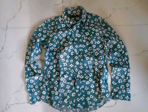 Zara Green Shirt With Flowers Priting