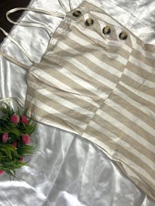 Striped Button-Down Jumpsuit