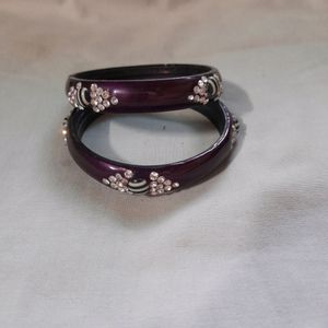 Wooden Bangles Set Women Purple Bracelet Jewellery