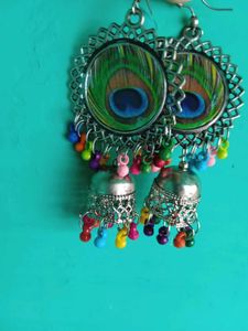 Peacock Jhumka Earrings