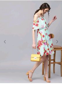 Sassafras Sea Green &amp; Red Floral Print A Line Dres