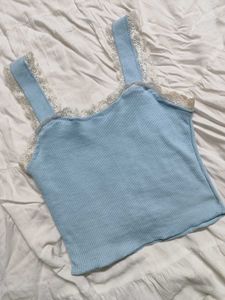 Blue Lace detailed Tank Top