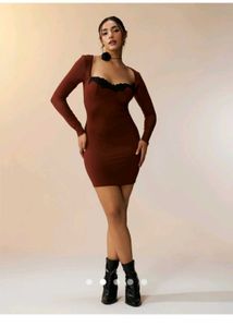 Newme Sexy Lace Brown Dress