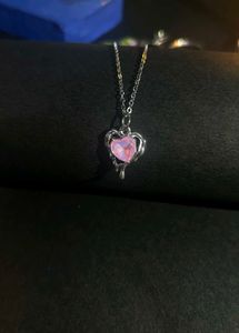 Pink Heart Drip Pendant Necklace
