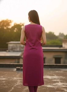 Rich Wine Purple Straight Cut Sleevless Kurta