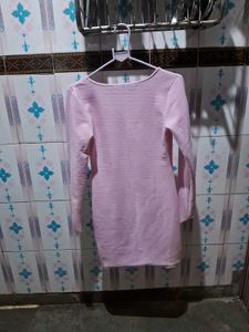 Pink Long Sleeve Mini Dress
