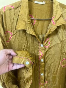 Silk Brown &amp; Pink Pajama Set