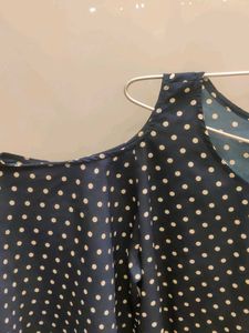 Polka Dot Cold Shoulder Top