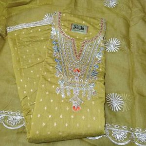 Gotta Patti Embroidery Work Unstitched Suit