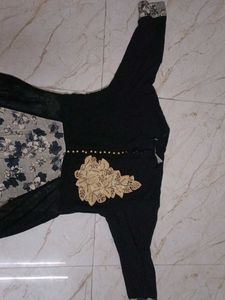 Floral Maxi Dress - Black and Beige