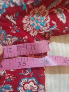 Cute Red Floral Print Top, Size-S