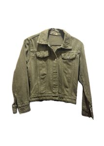 Retro Olive Green Denim Jacket