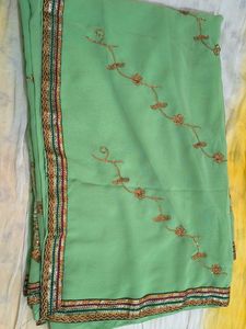 Light Green Embroidered Saree