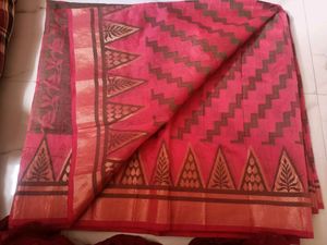 Peach Colour Partywear Saree With Stiched blouse