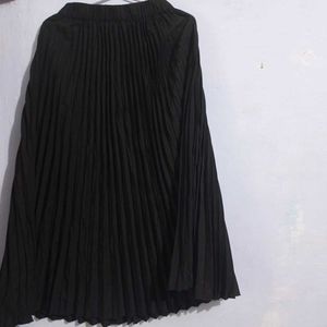Black Pleated Midi Skirt