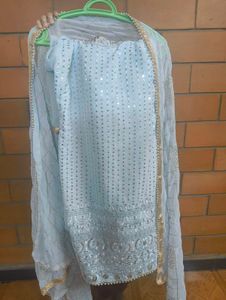 Elegant Sky Blue Salwar Suit Set