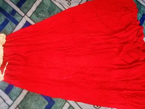 New Stylish White Top &amp; Red Flared Skirt