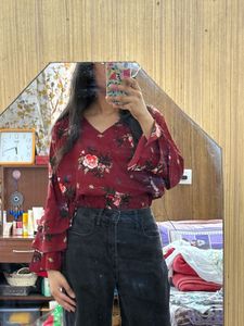 RUFFLE ARMS TOP FOR WOMEN