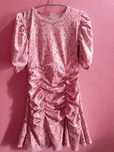 Pink Floral Ruched Mini Dress