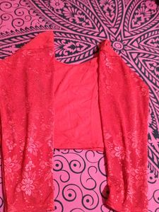 Red Top with Lace Sleeves