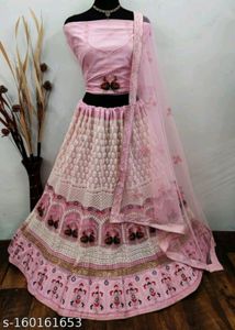Pink Embroidered Lehenga Choli Set