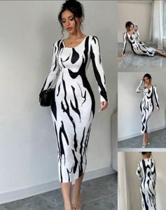 Beautiful Print Bodycon Midi Dress