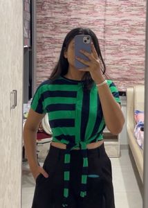 Striped Tie-Front Top