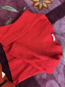 Red Knit Pullover Sweater