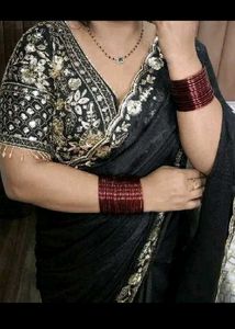 Elegant Black Embroidered Saree